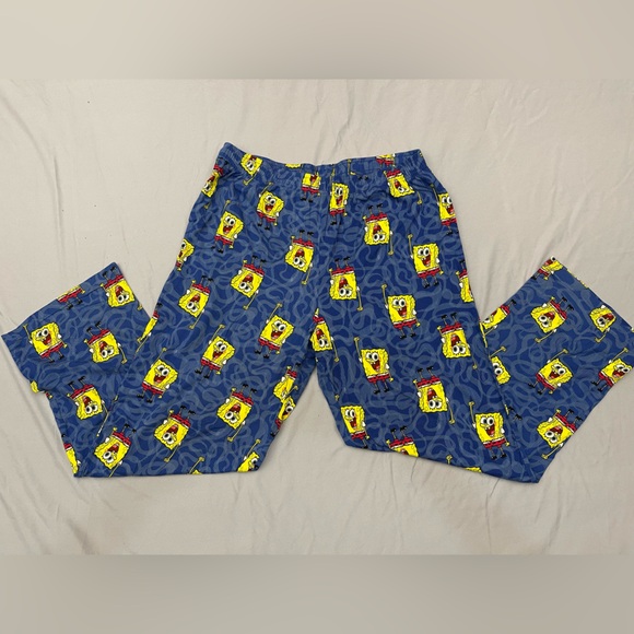 SpongeBob SquarePants Pajama Pants Men’s L Blue All-Over Print Lounge Pants - Picture 2 of 3